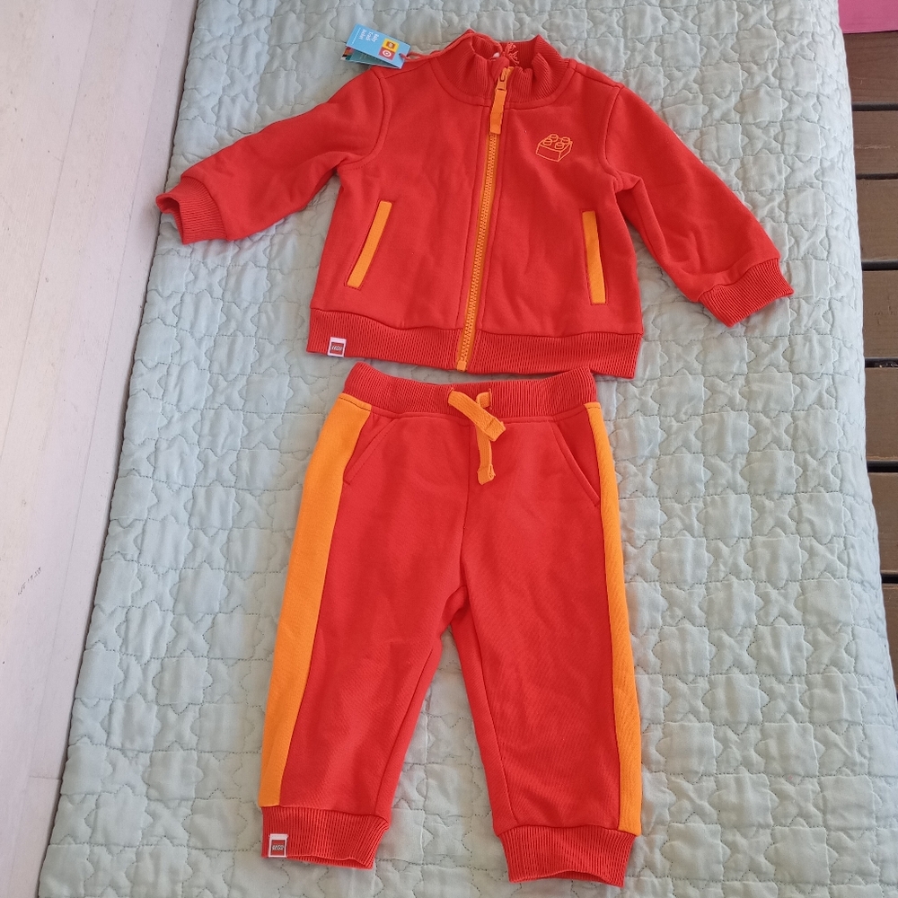LEGO Collection Target Kids Track Zip-up Sweatshirt Jacket & Pants Red 12M